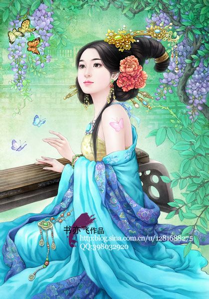 手绘嫔妃丹青图古代嫔妃丹青图手绘古代美女丹青图