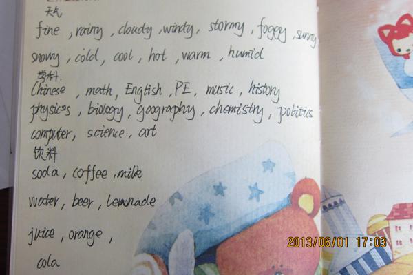 【荼蘼】咱今天下午写的英语单词分类