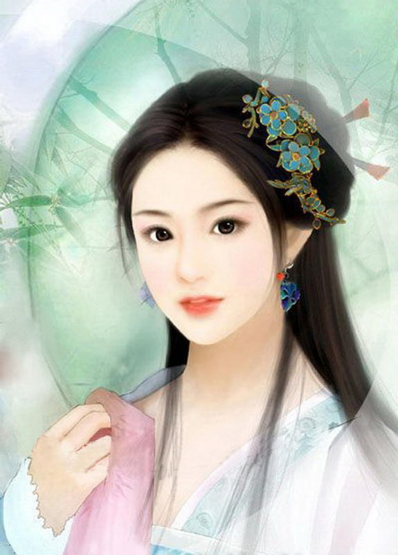 【冷月】古代女子丹青图图片