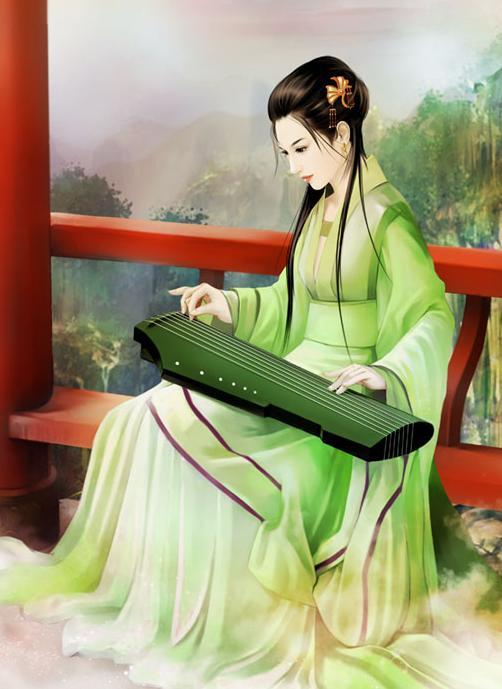 【冷月】古代女子丹青图图片